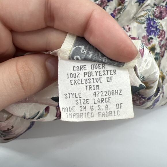 Vintage California Miss Robe Women Large Floral‎ Ivory Silky Damask Kimono - Picture 8 of 11